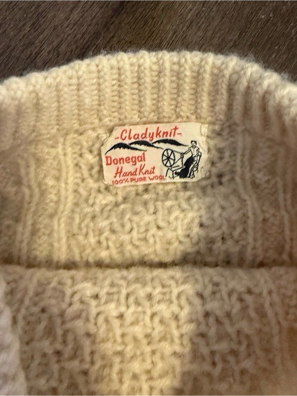 Vintage Cladyknit Irish Cableknit Fisherman Cream Wool Sweater Size Med/Large - Picture 3 of 5